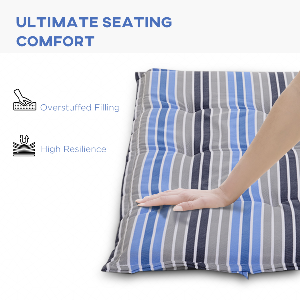 2 PCS Patio Bench Swing Chairs Garden Chairs Double Seat Cushion Mat Strips Blue