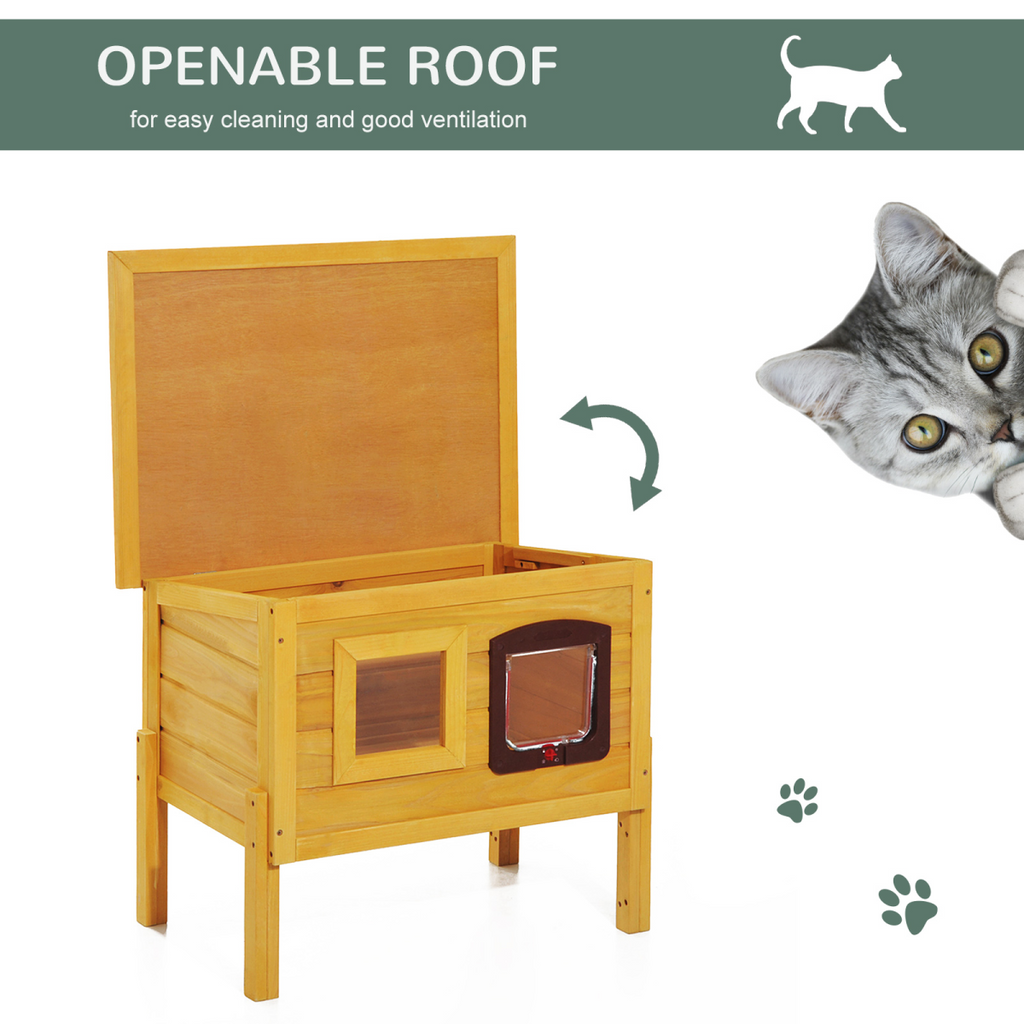 Wooden Cat House Pet Home Outdoor Waterproof Door Roof Shelter Garden PawHut