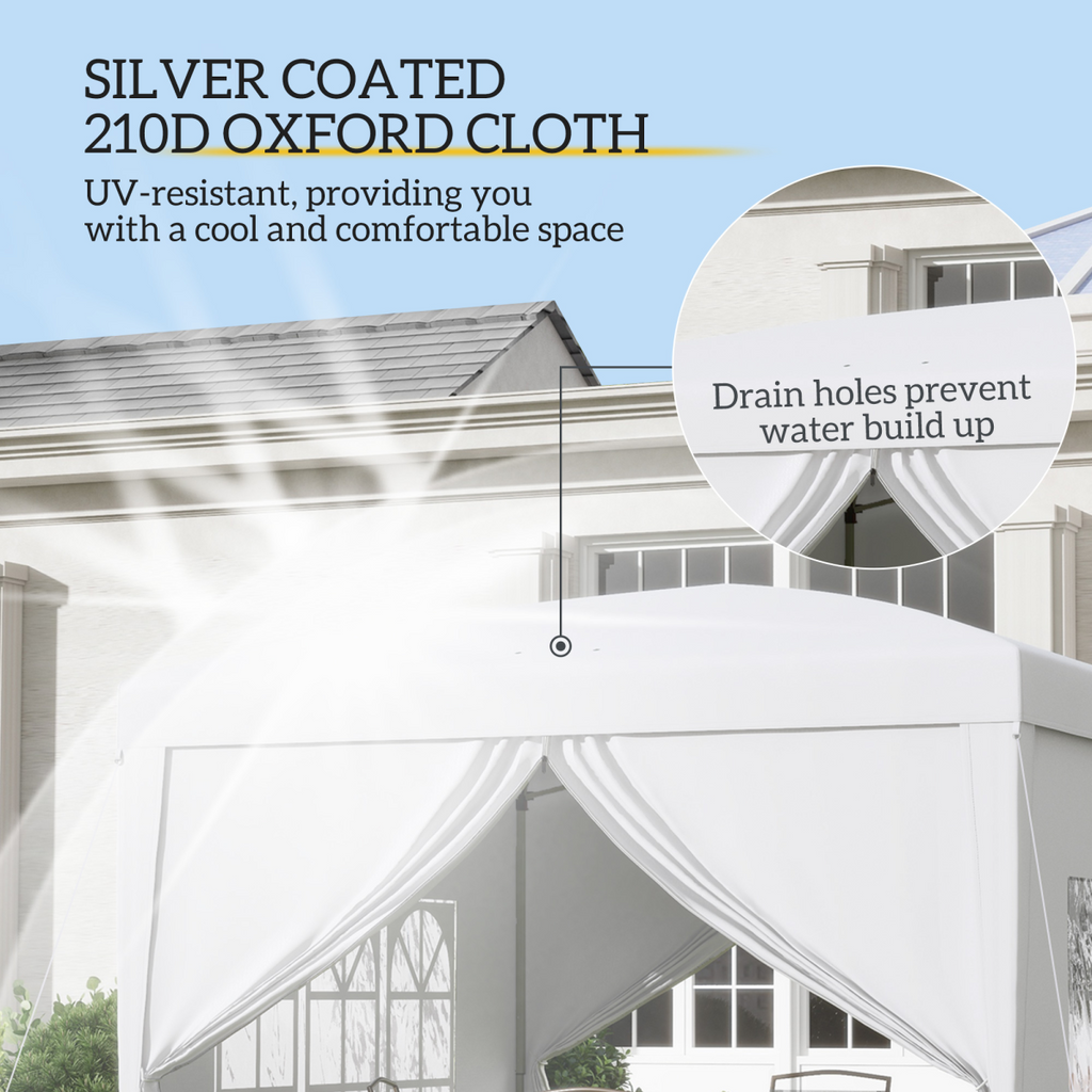 Outsunny 3mx3m Pop Up Gazebo Party Tent Canopy Marquee with Storage Bag White