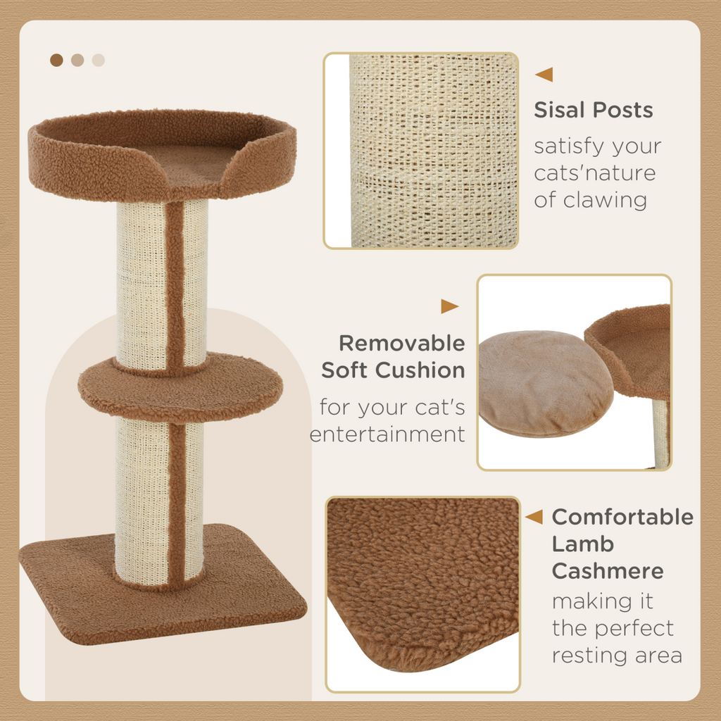 91cm Cat Tree Kitten Activity Center Tower Scratching Post Lamb Cashmere Perch