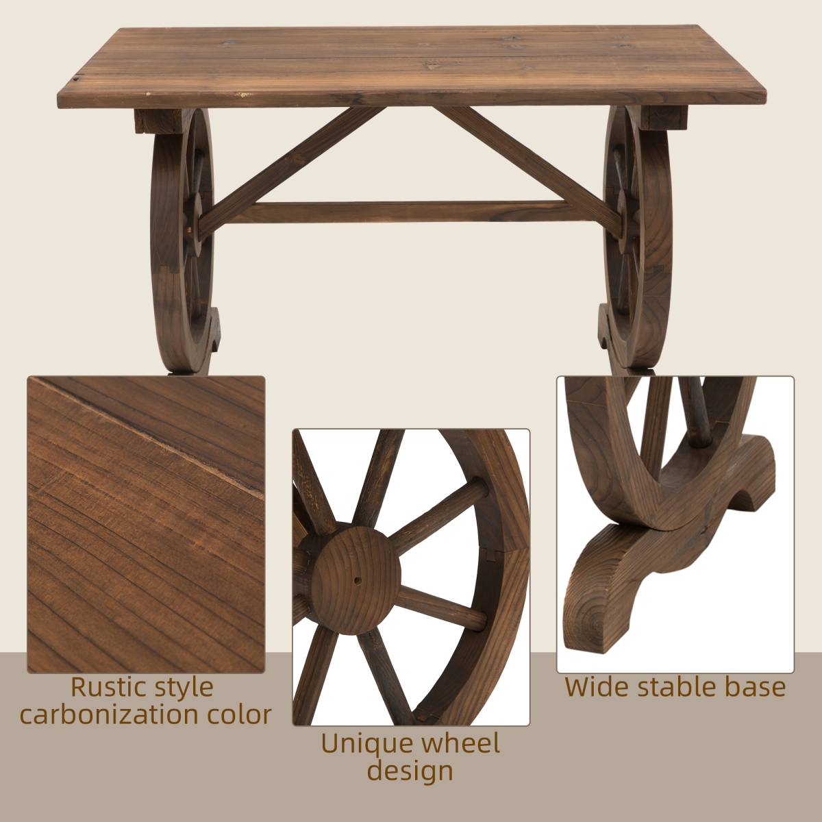 Garden Coffee Table Patio Display Desk Natural Fir Wood Water-Resistant Dining