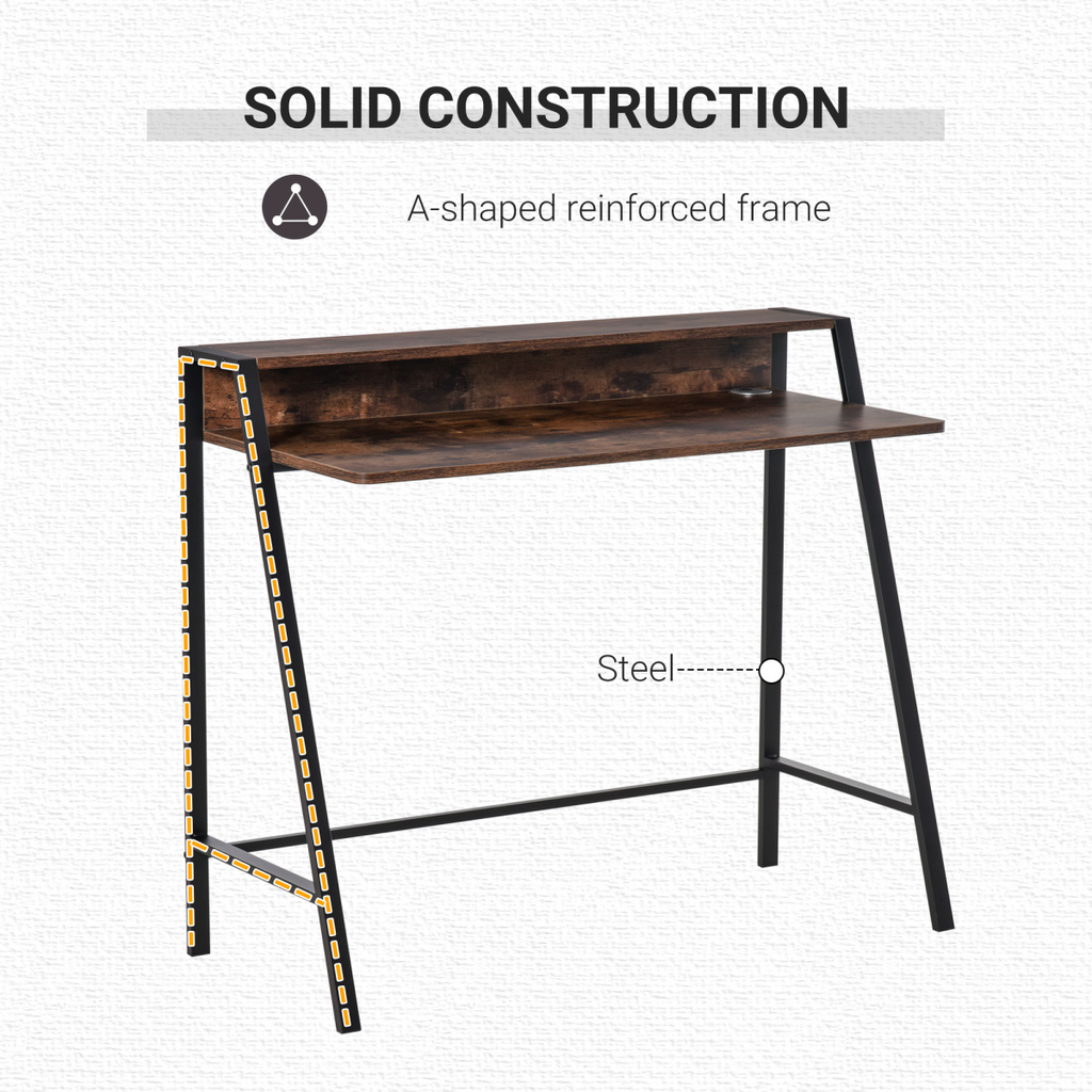 Writing Desk Computer Workstation Storage Shelf Color Rustic Brown