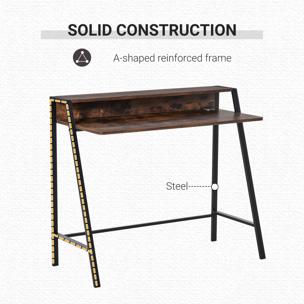 Writing Desk Computer Workstation Storage Shelf Color Rustic Brown