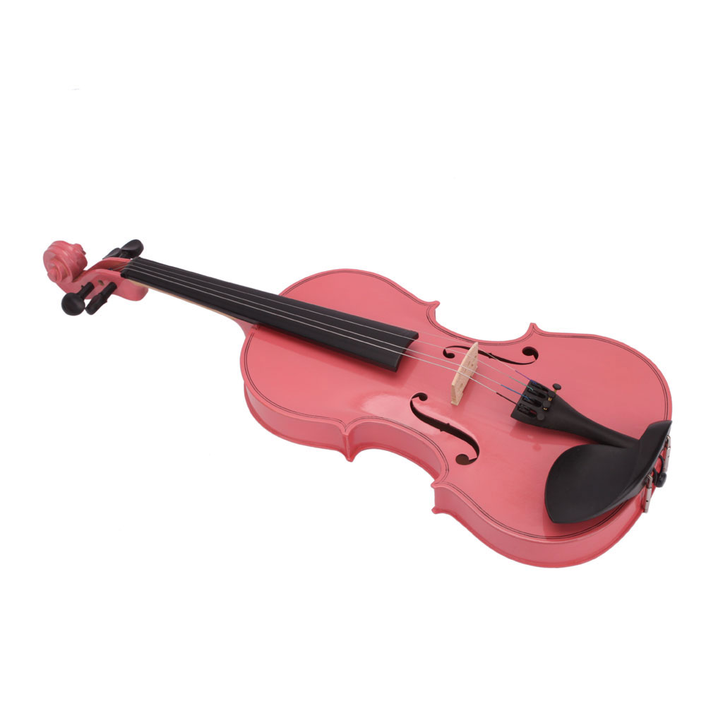 New 1/4 Acoustic Violin Case Bow Rosin Pink