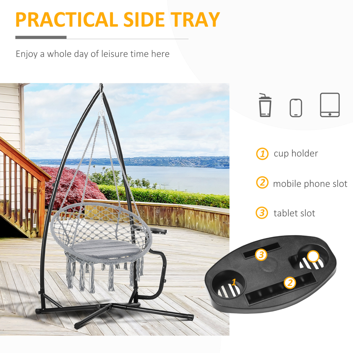 Hammock Chair Stand Only Heavy Duty Metal C-Stand Indoor or Outdoor