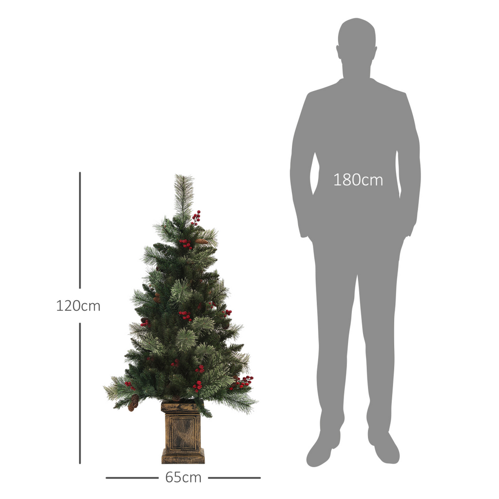 HOMCOM 1.2m Prelit Christmas Tree with 100 Warm White LED Lights and 8 Modes