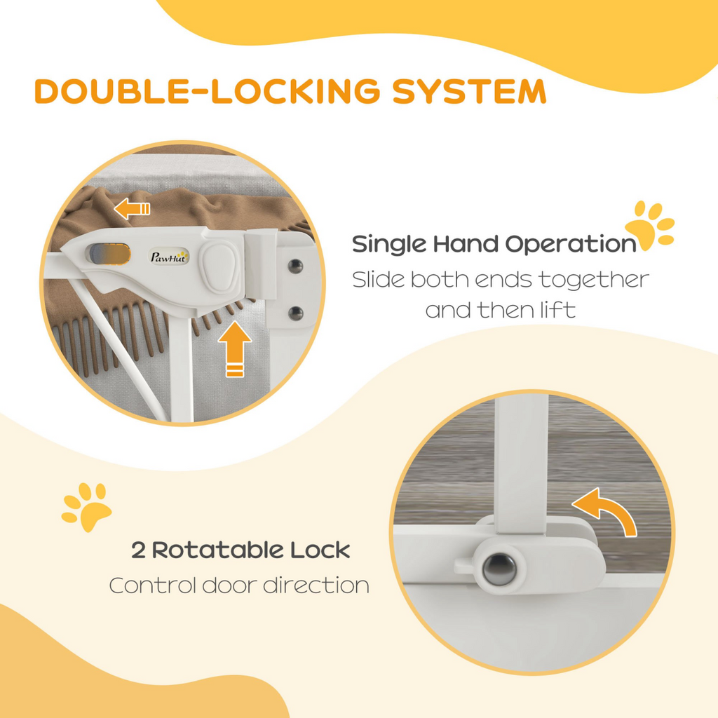 Pressure Fit Safety Gate with Auto Closing Door, Double Locking, 74-100cm Openings