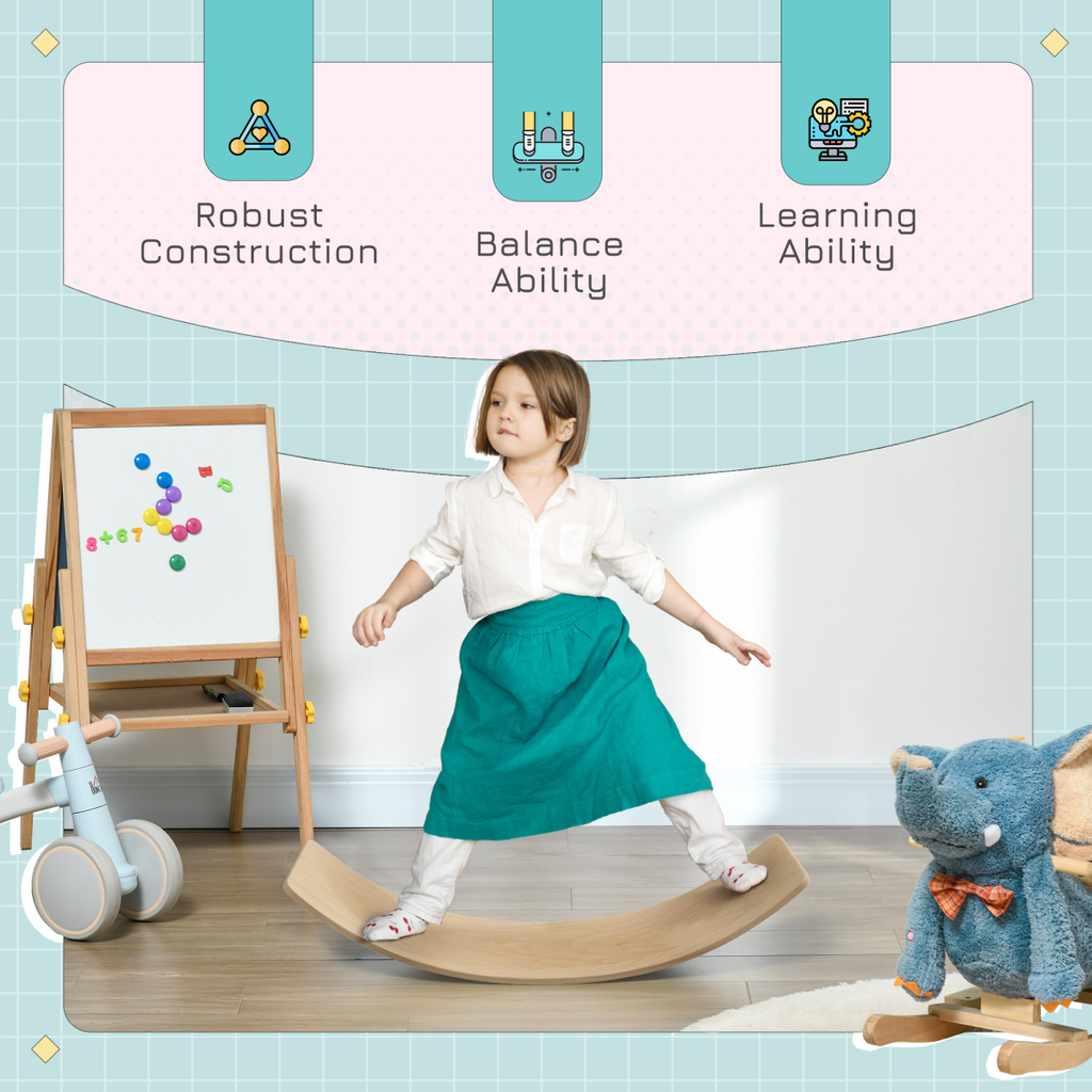 AIYAPLAY Kids Wooden Balance Board for Children, for 3-8 Years Old, Natural