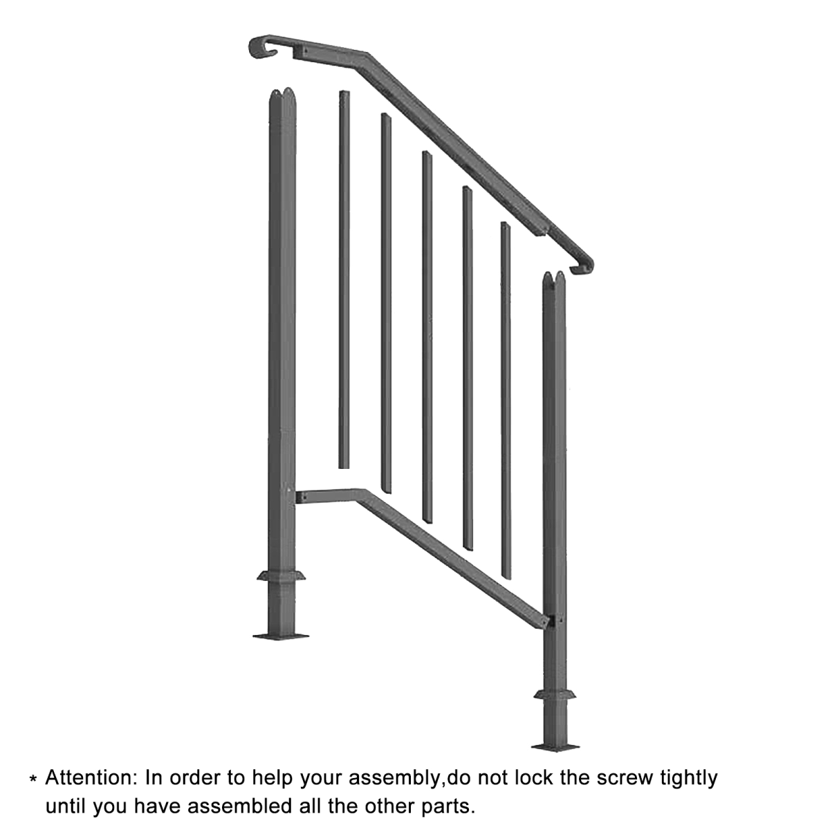 [Same Code：55022277 82359152]Artisasset Matte Black Outdoor 2-Step Iron Handrail