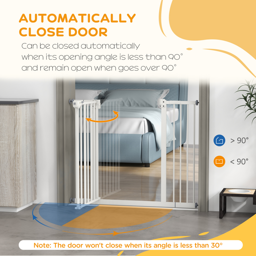 PawHut Adjustable Safety Gate with 2 Extensions and Four Adjustable Screws, White