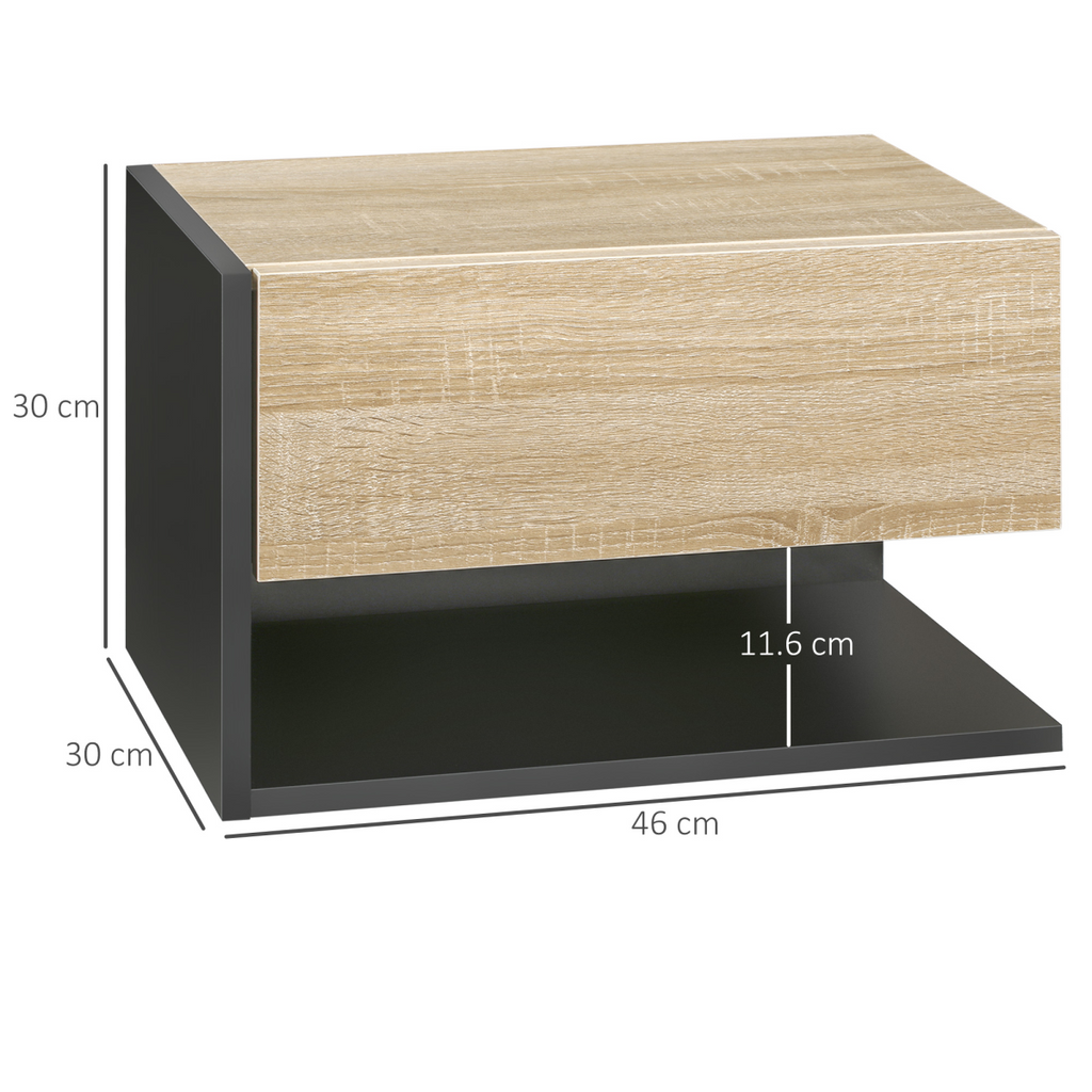 HOMCOM Modern Bedside Table Set of 2 with Drawer and Shelf
