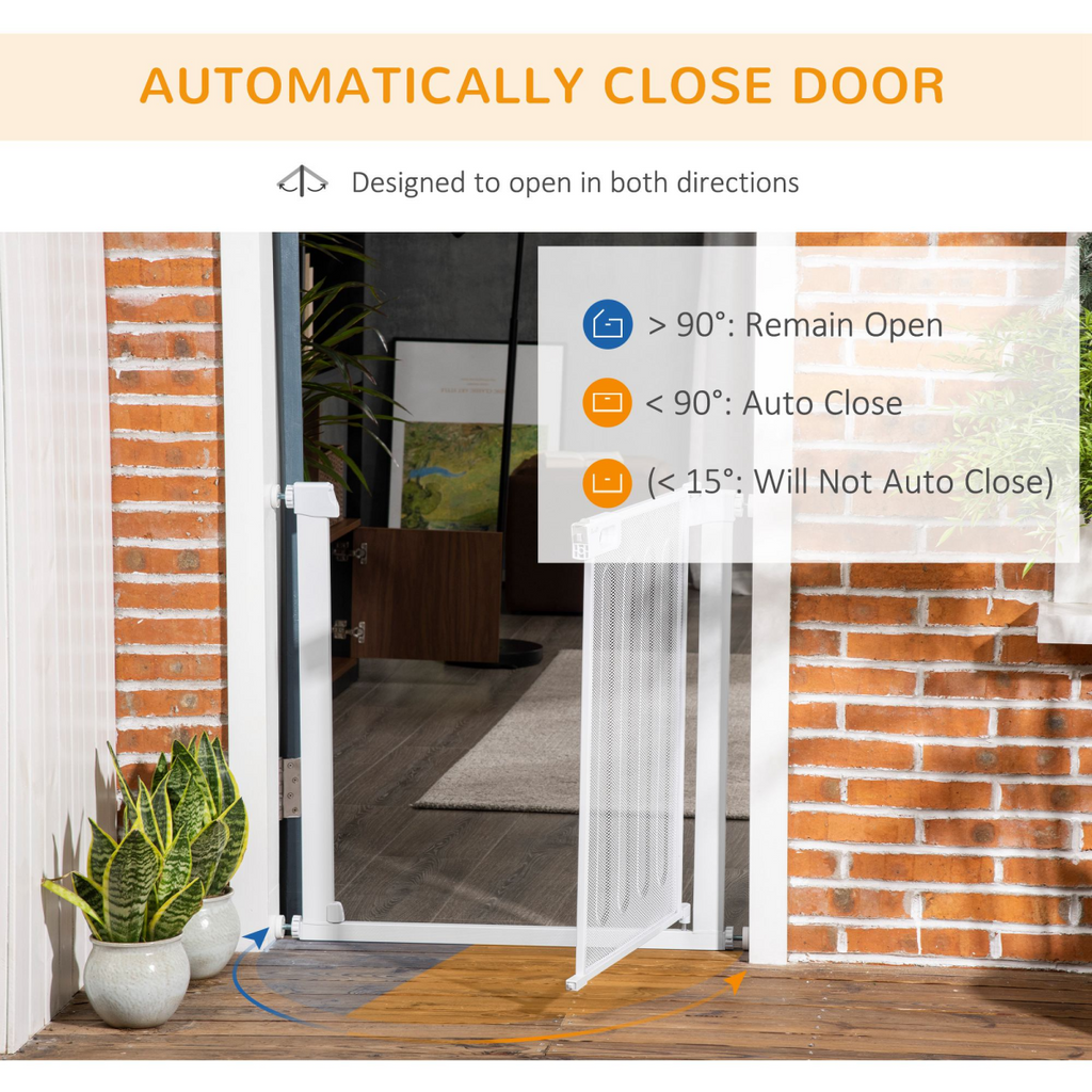 Pressure Fit Safety Gate for Stairs with Auto Close 75-82 cm - White PawHut