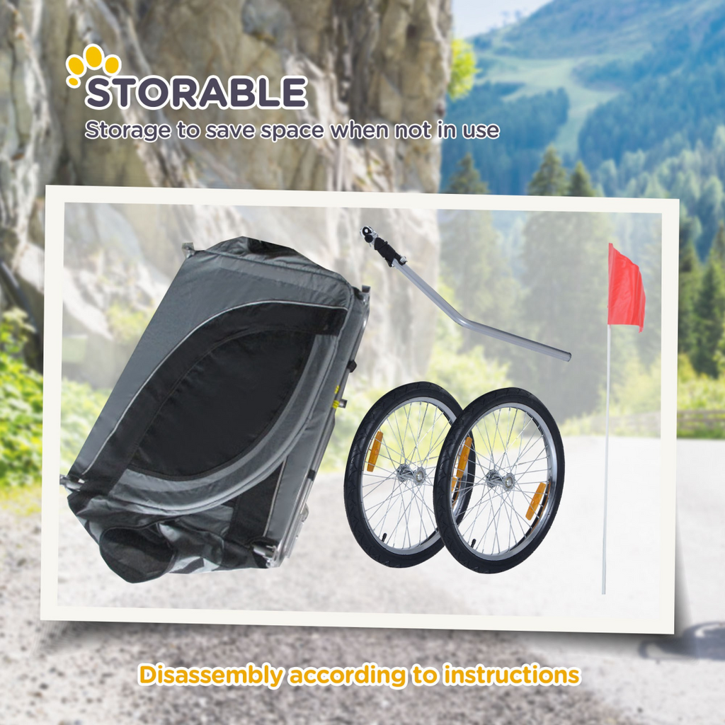 Pet Bicycle Trailer Dog Cat Bike Carrier Water Resistant Travel Steel Grey