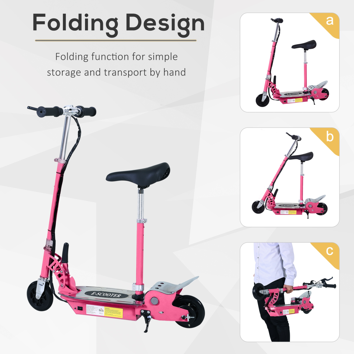 Teen Foldable Electric Scooter Electric Battery 120W with Brake Kickstand HOMCOM