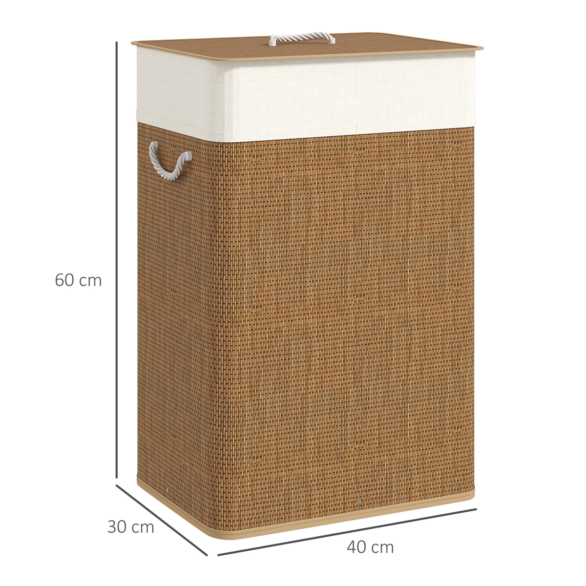 HOMCOM Laundry Hamper with Removable Washable Liner Bag, Brown