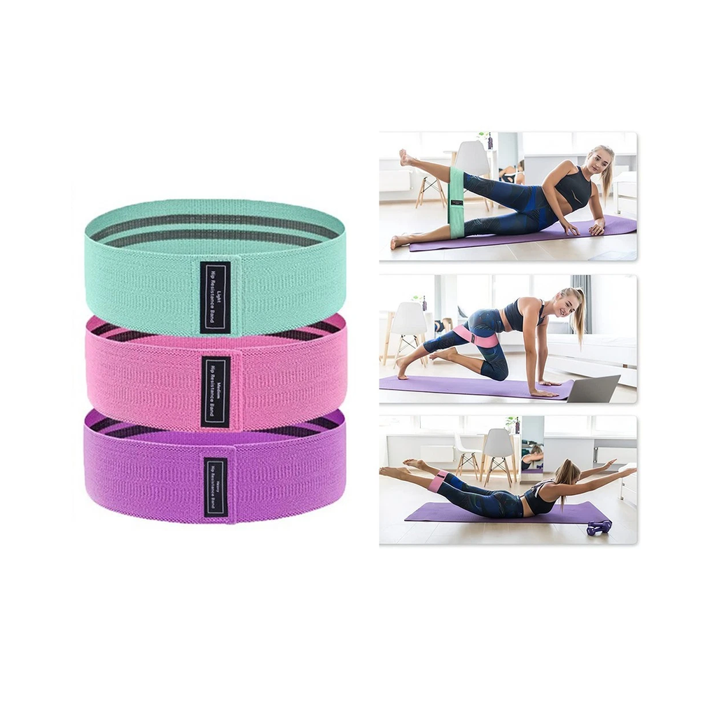 Set of 3 Resistance Exercise Loop Bands Fitness Home Gym Yoga Glutes Trainer