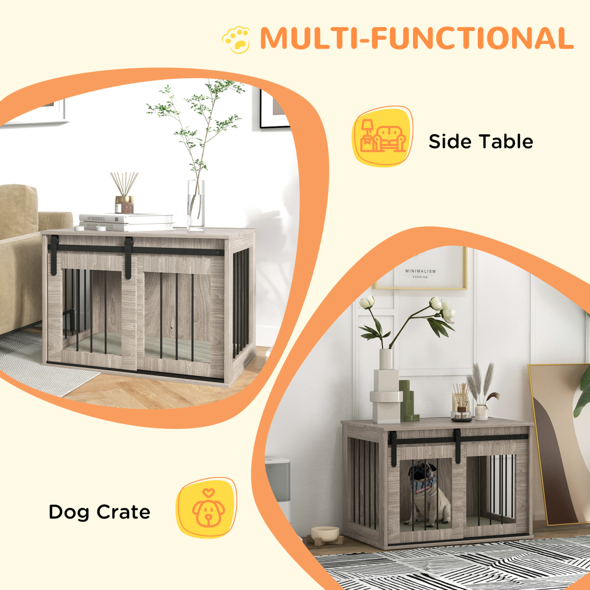 PawHut Dog Crate Furniture with Removable Cushion, for Medium Dogs - Brown