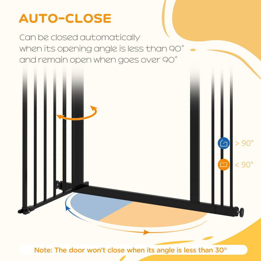 PawHut Adjustable Safety Gate with 1 Extensions and Four Adjustable Screws, Black