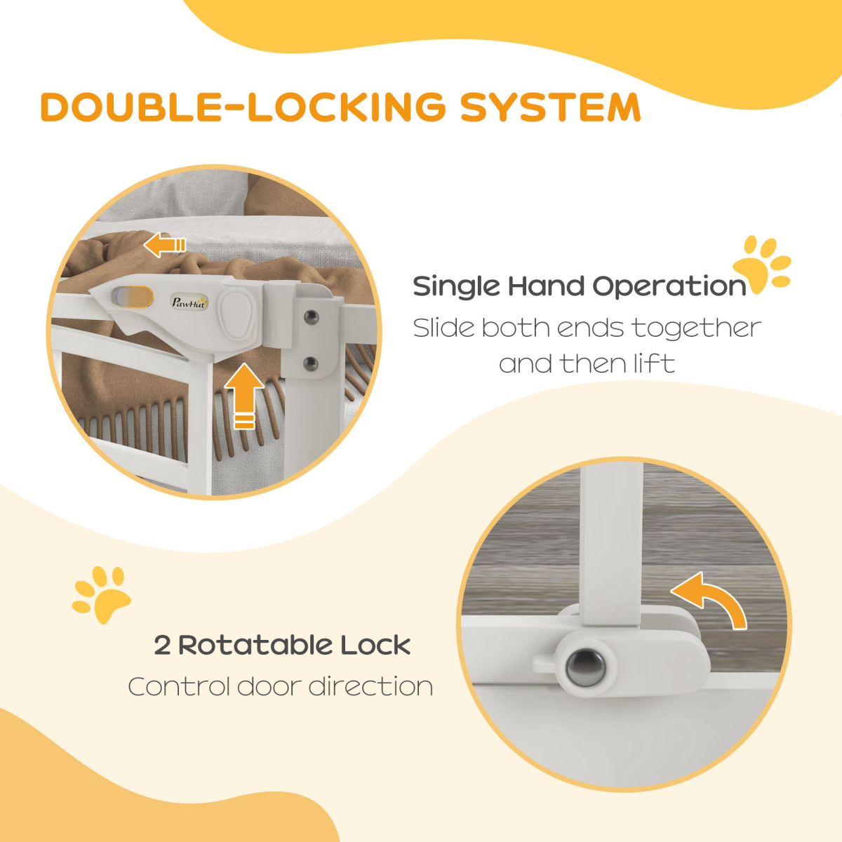 PawHut Pressure Fit, Safety Gate Dog Gate w/ Small Cat Door Opening, 74-80cm