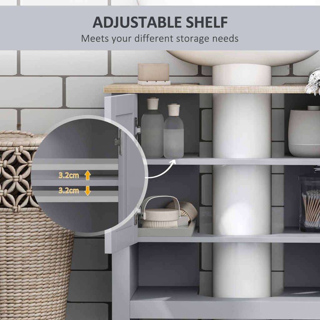 kleankin Bathroom Pedestal Under Sink Cabinet with Storage Shelf Double Door