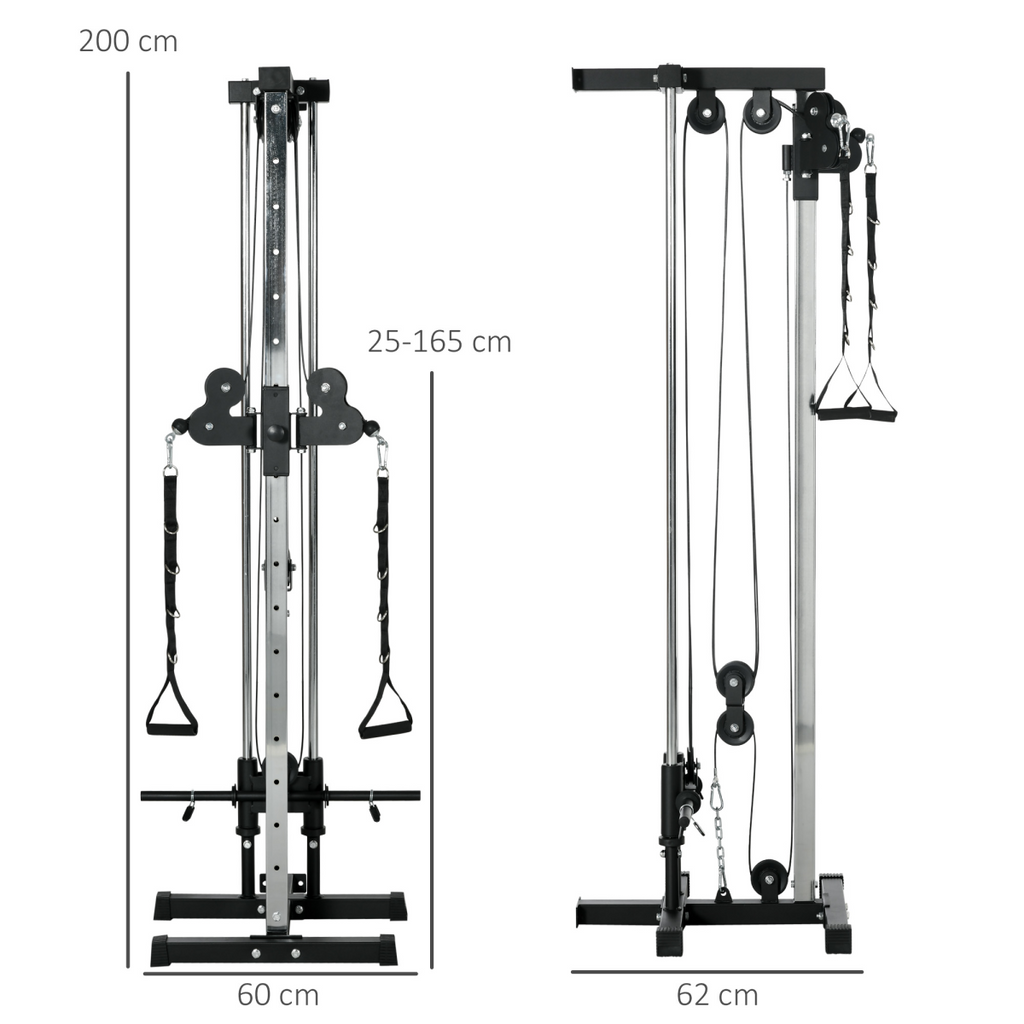 SPORTNOW Wall Mount Cable Station with 15 Positions Adjustable Dual Pulleys