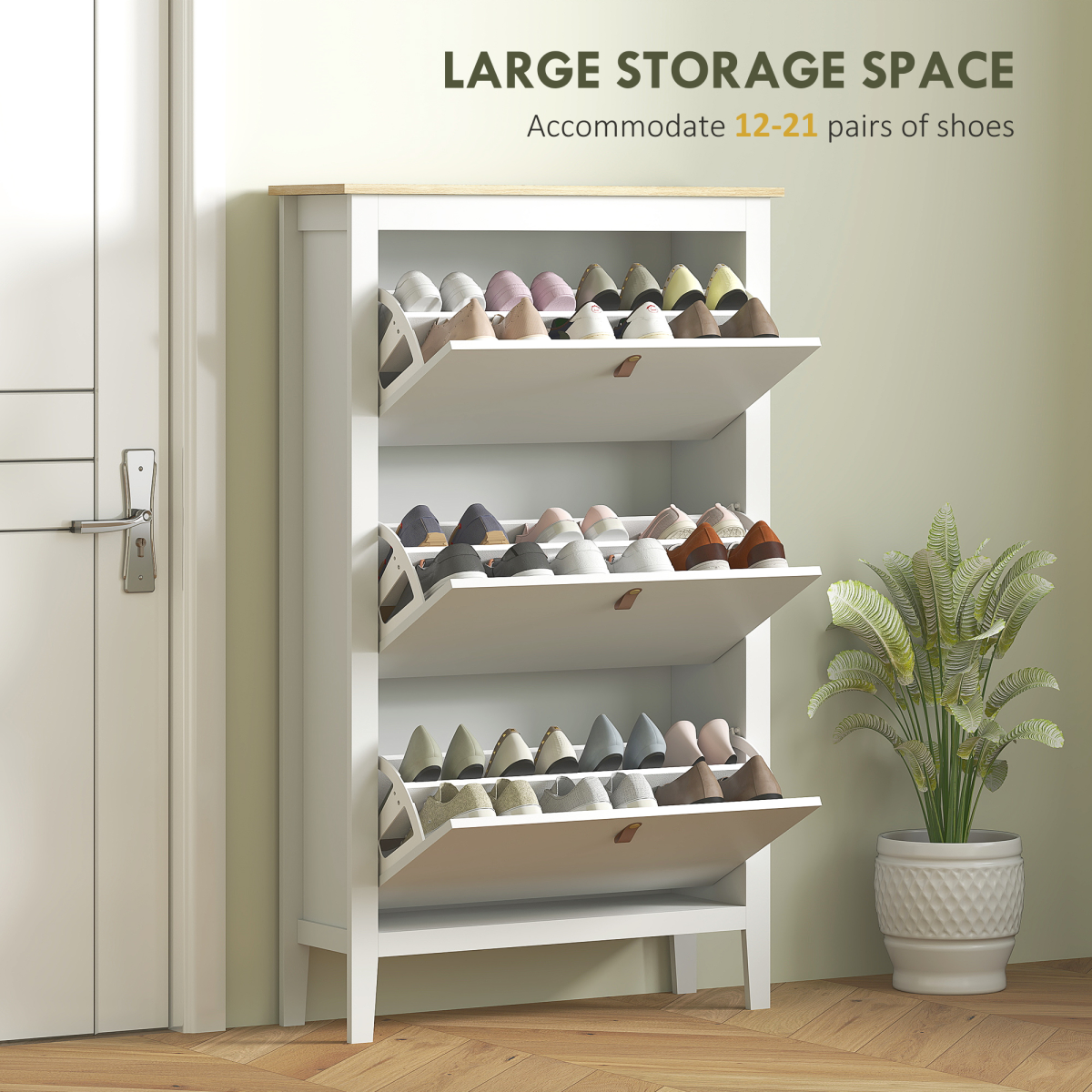 Three drawer shoe cabinet