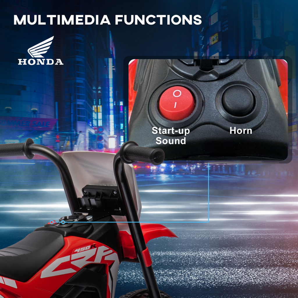 HOMCOM Honda CRF450RL Licensed 6V Kids Electric Motorbike with Horn - Red