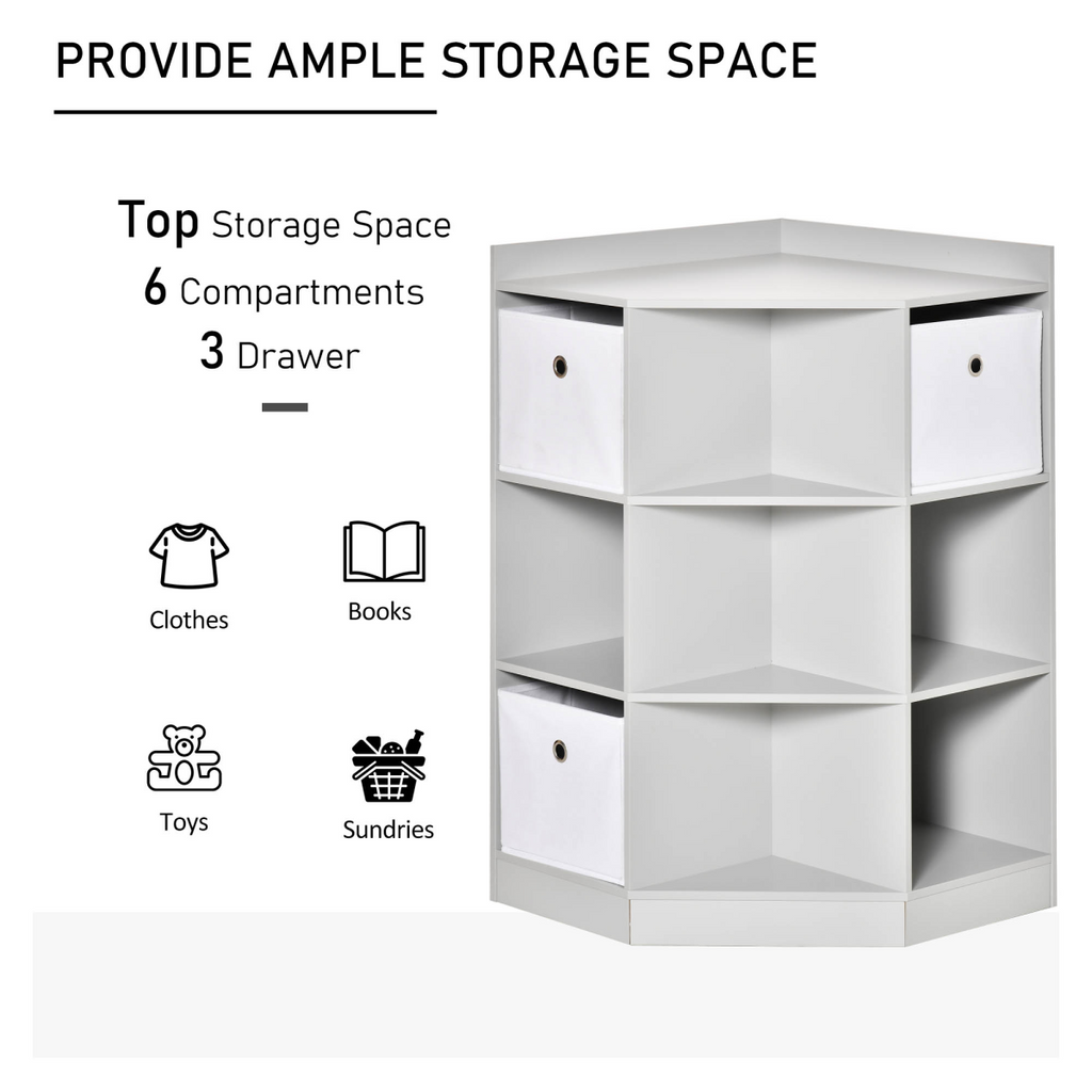 Kids Storage Cabinet Corner Organizer with Anti-tipping Hardware Drawer HOMCOM