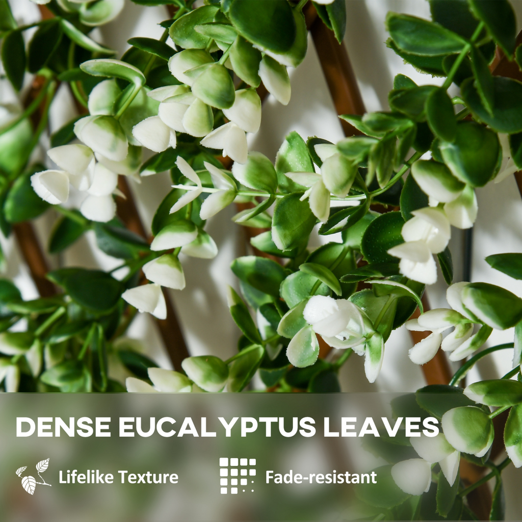 Outsunny 2 Pieces Decorative Trellis with Artificial Leaves, 2m x 1m, Eucalyptus
