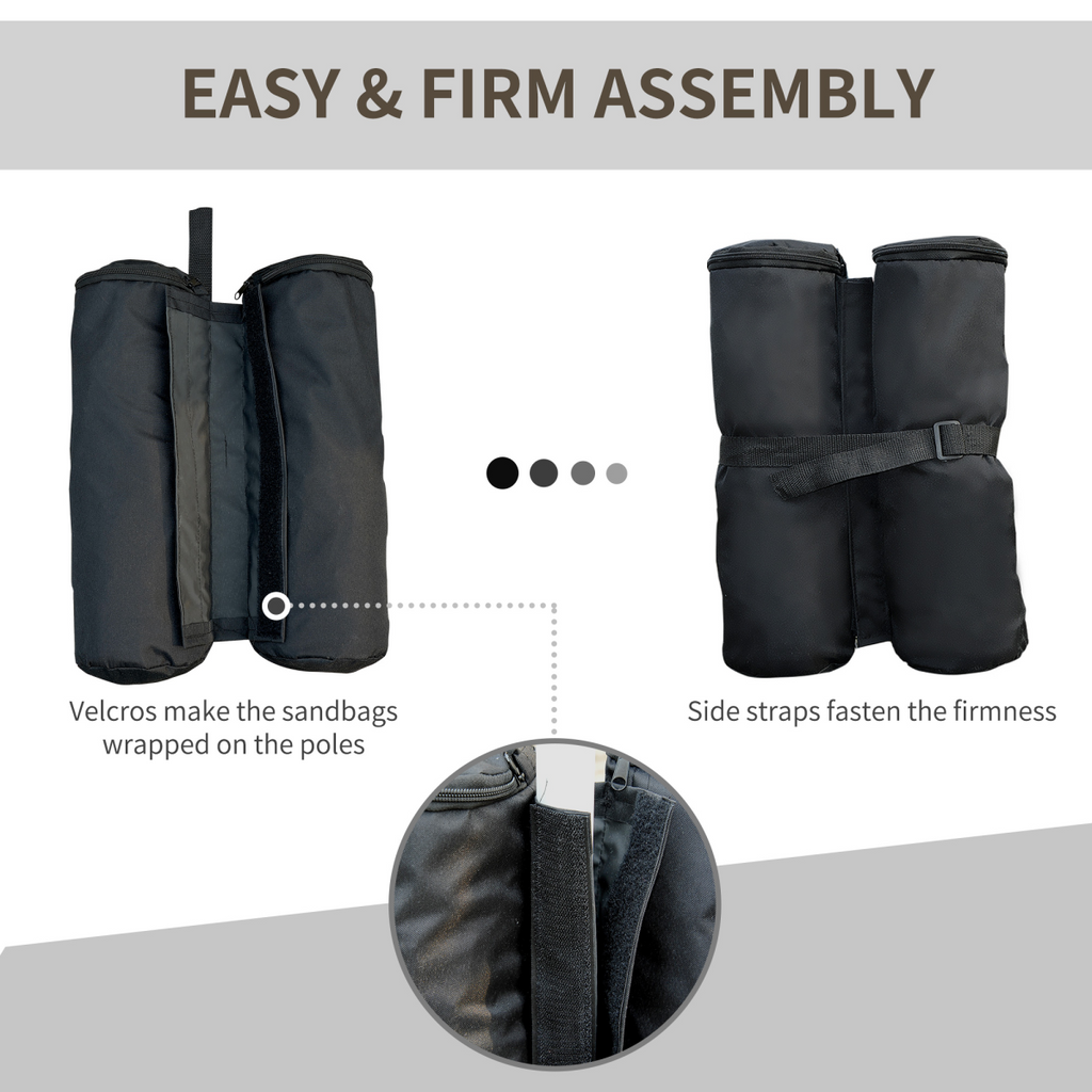 4 Pc Gazebo Sand Bag Weight Set-Black