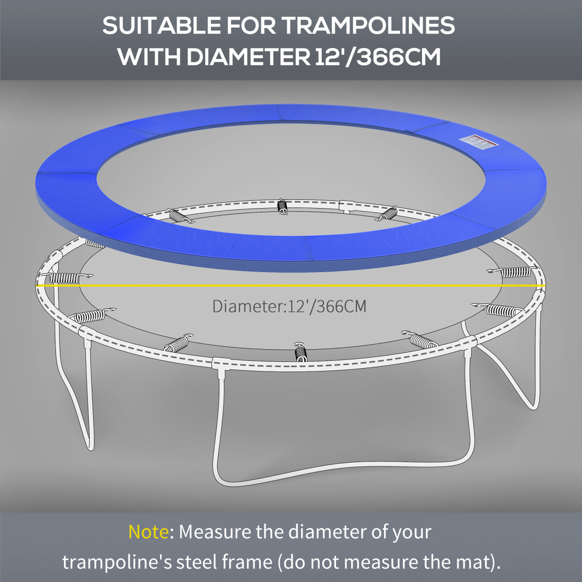 12ft Trampoline Pad Surround Pad Thick Foam Replacement Spare Blue