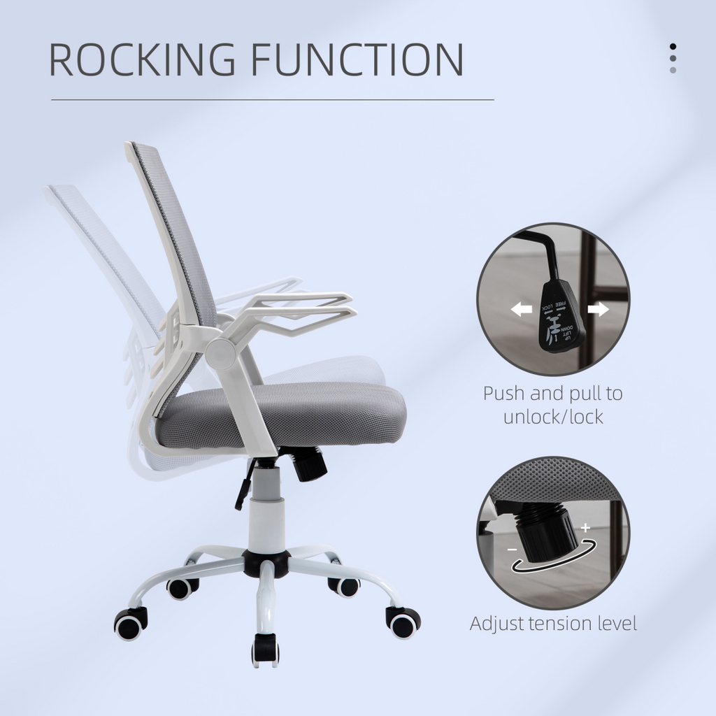 Mesh Swivel Office Chair Task Computer Chair with Lumbar Support, Grey Vinsetto