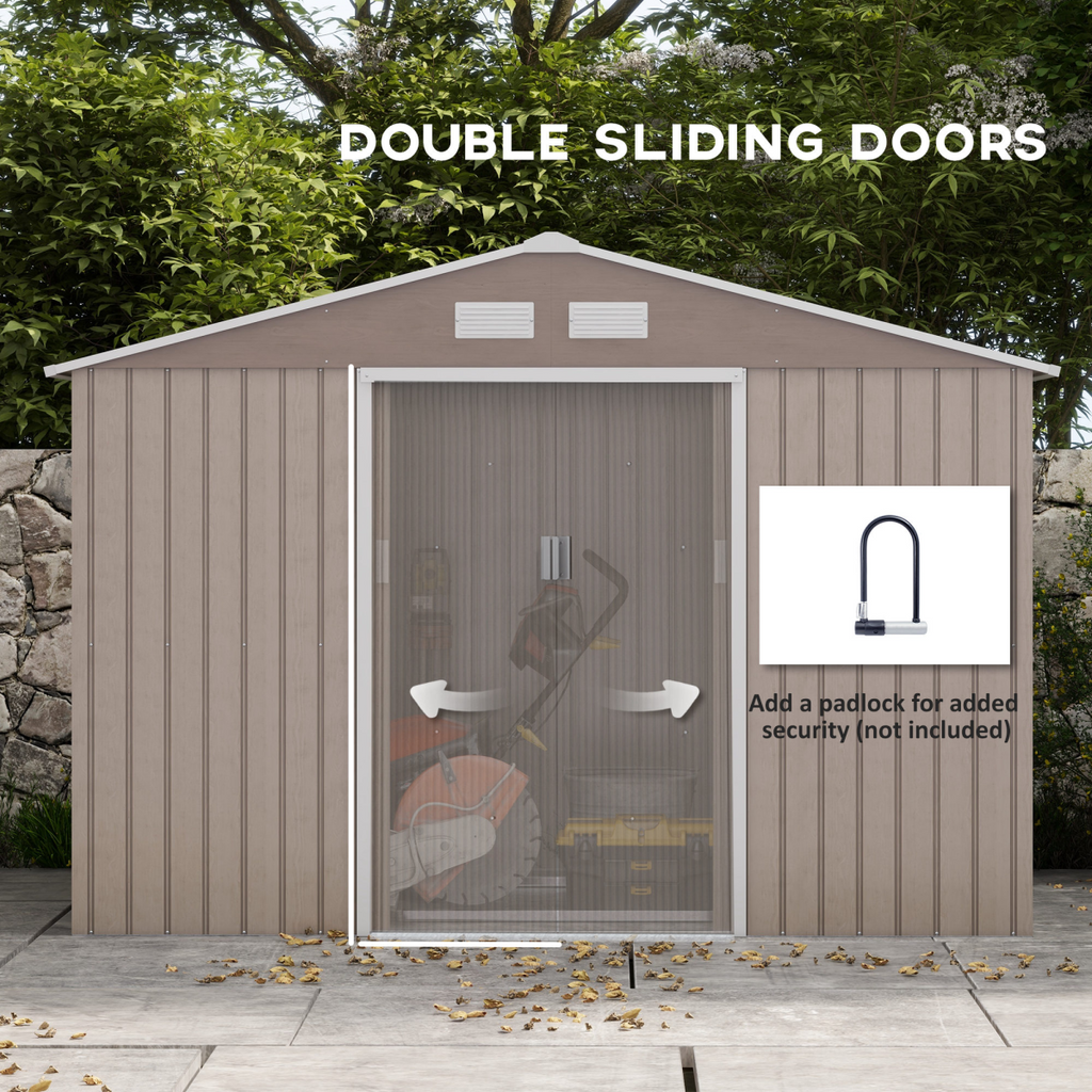 Outsunny Garden Shed Storage Unit withLocking Door Floor Foundation Vent Brown