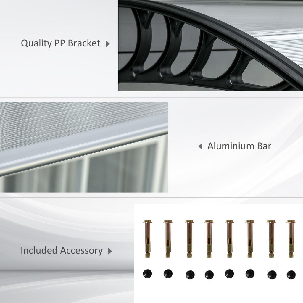 Front Door Canopy, Outdoor Awning, 300 x 100cm Rain Shelter Clear 300x100