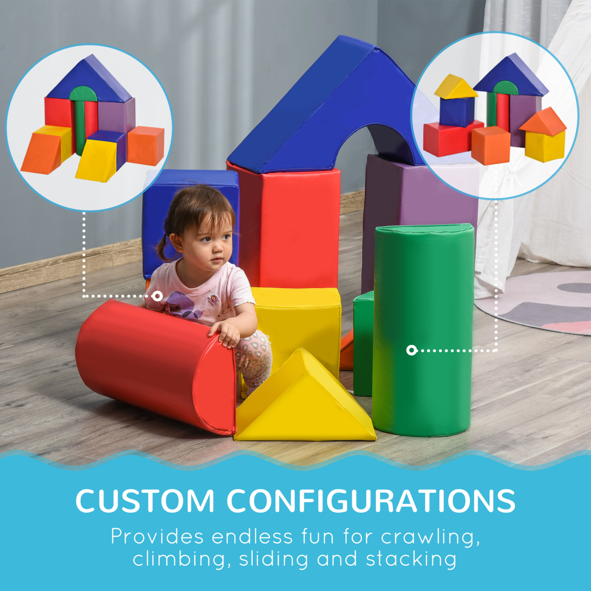 11 Pcs Kids Soft Foam Puzzle Play Blocks Set Learning Toddler Activity Fun Toy