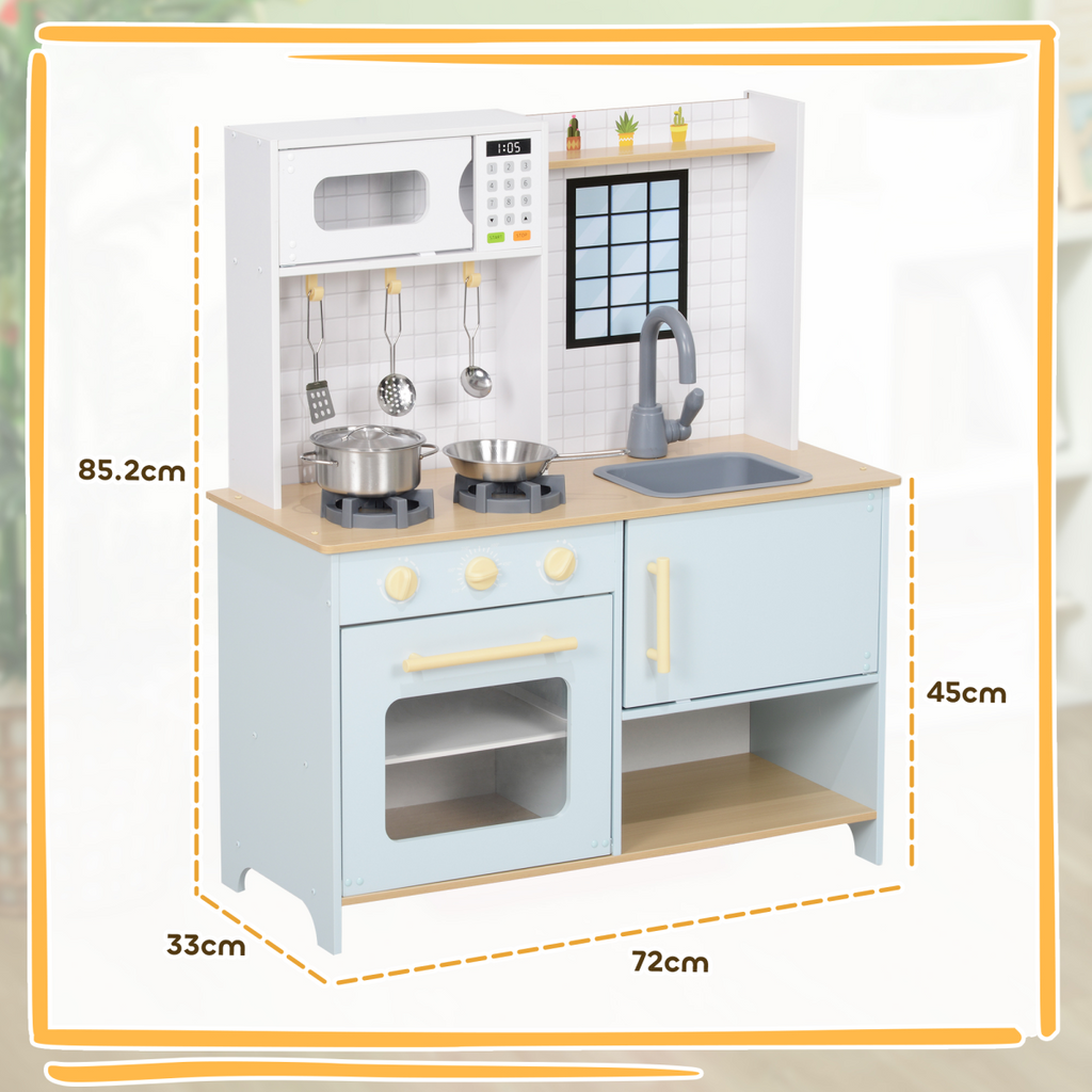 AIYAPLAY Play Kitchen, Kids Kitchen Playset with Light & Sound Stove