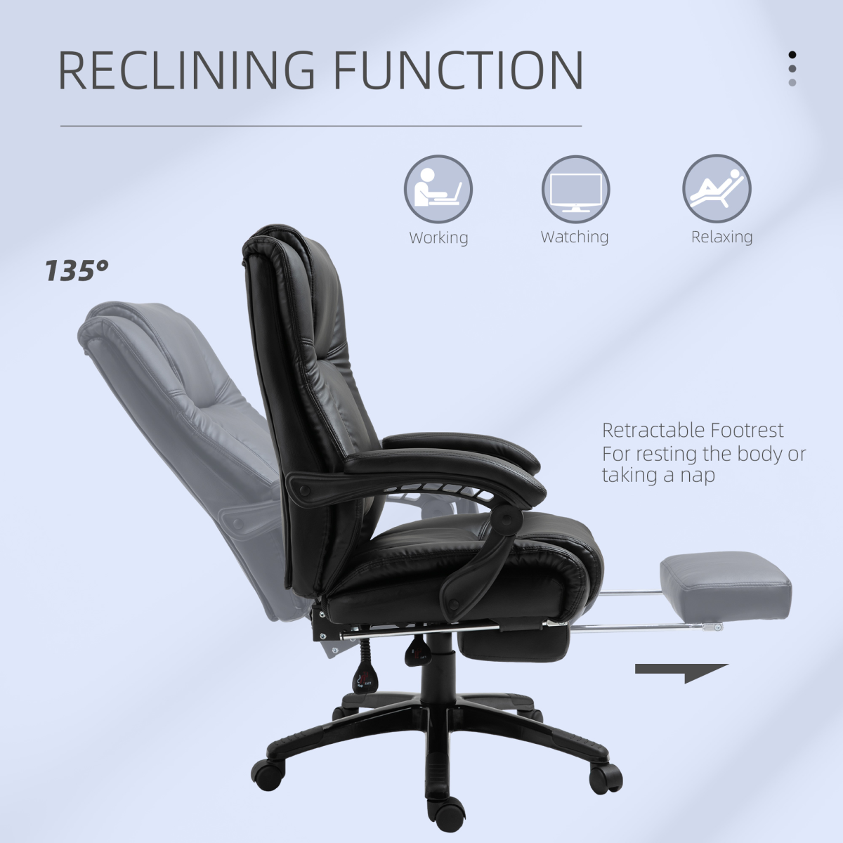 Executive Home Office Chair High Back Recliner, with Foot Rest, Black Vinsetto