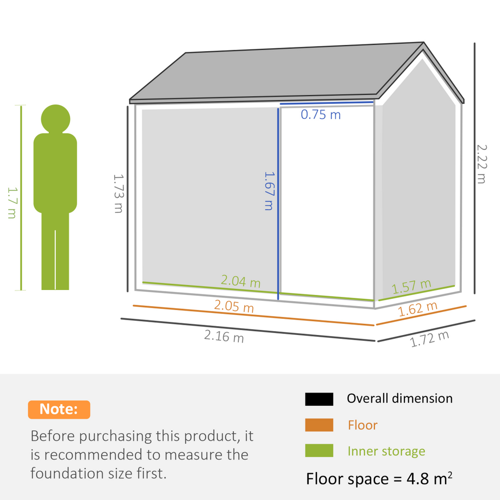 Galvanised Steel Storage Shed - Durable Design & Ample Space 7x6ft