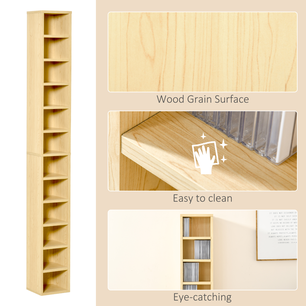 21L 75H cm Multimedia Shelf-Pine Wood Colour