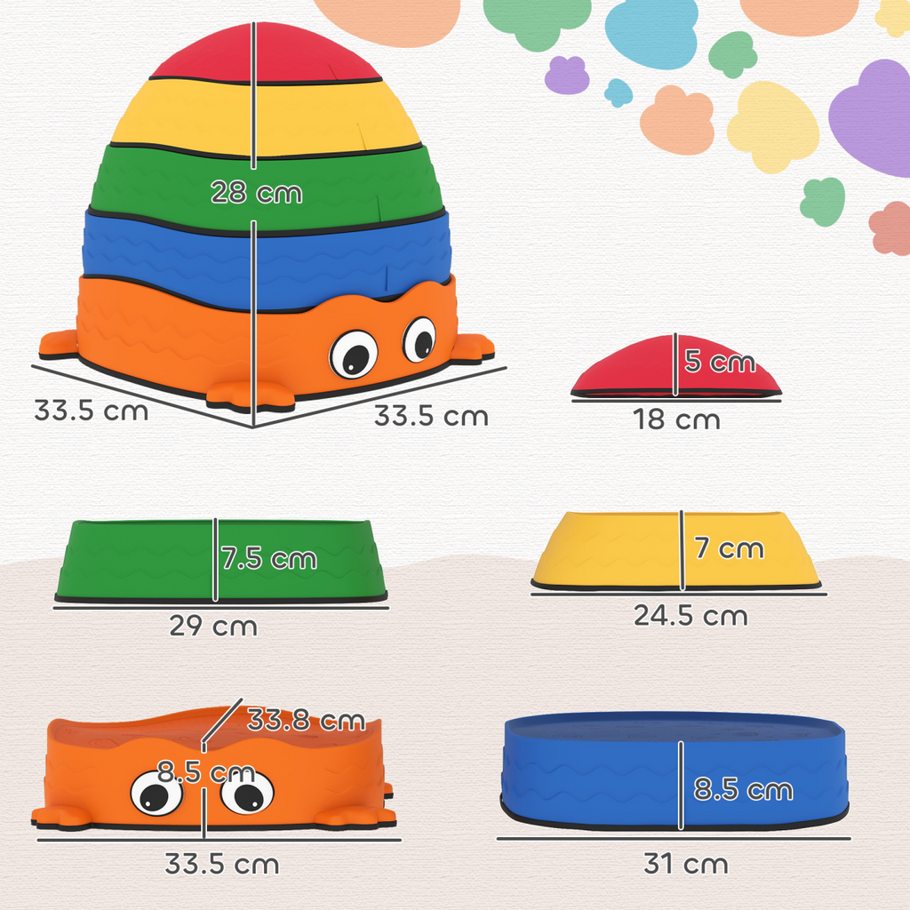 AIYAPLAY 5PCS Kids Stepping Stones, Frog-Shaped Balance Stepping Stones