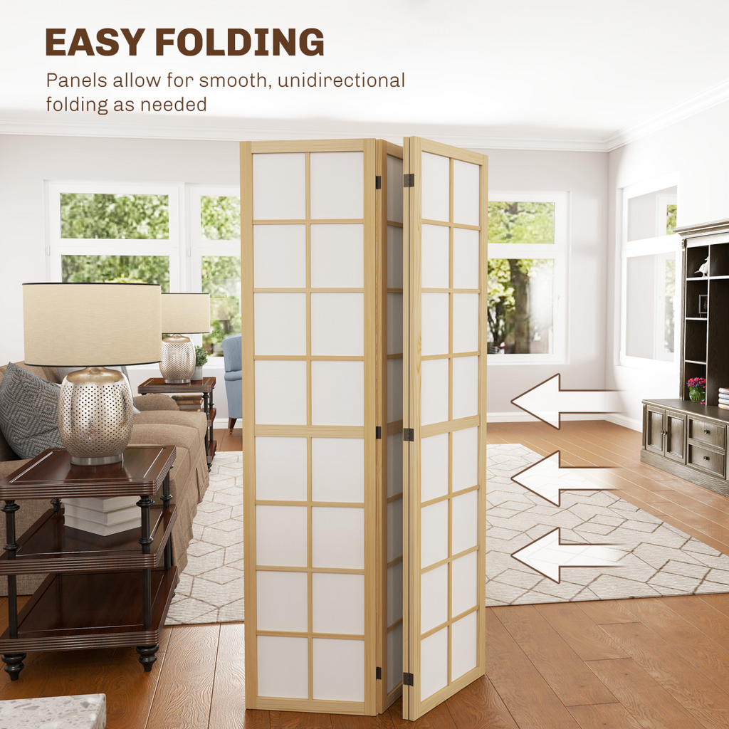 HOMCOM Indoor Room Partition, 4 Panel Folding Room Divider, 160 x 170cm