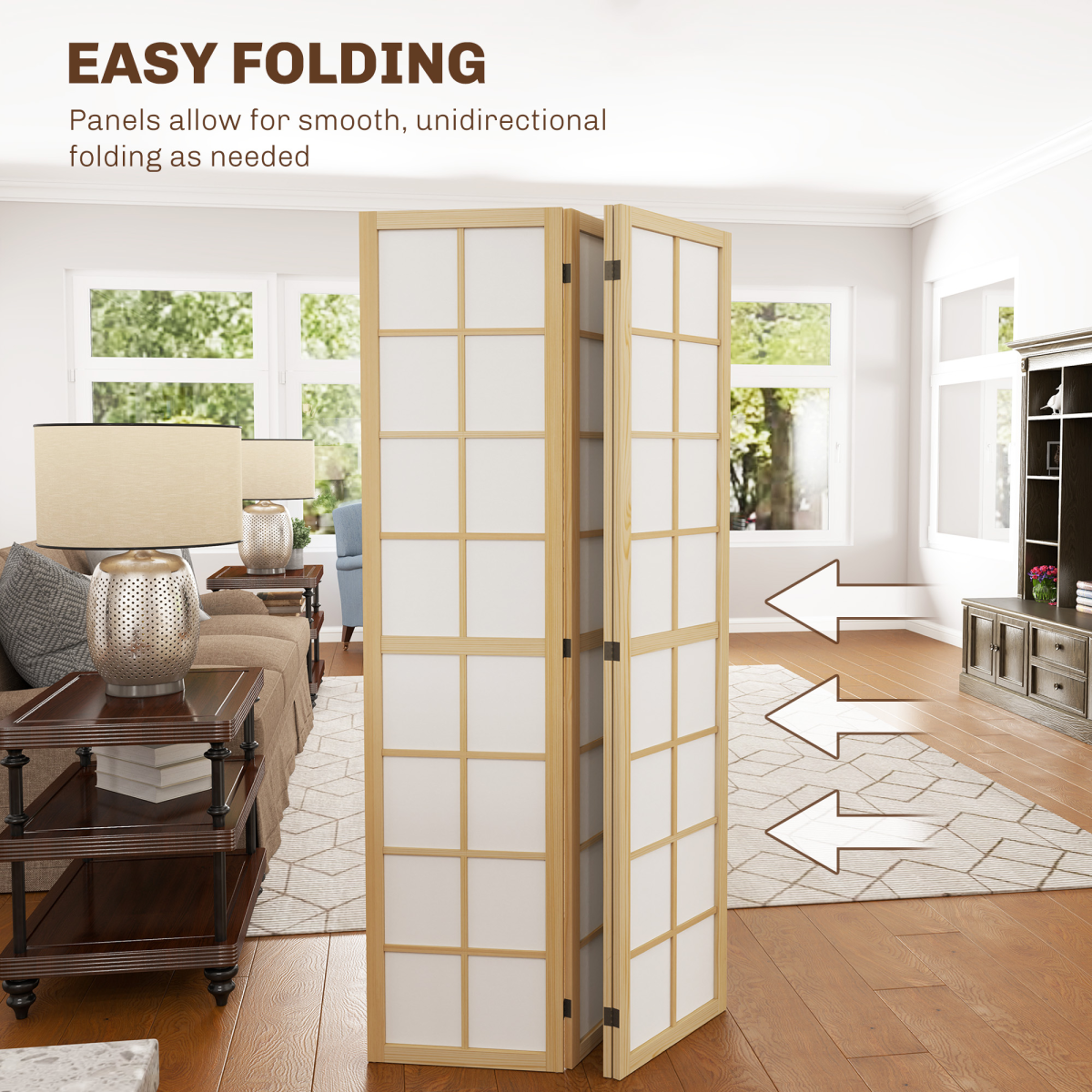 HOMCOM Indoor Room Partition, 4 Panel Folding Room Divider, 160 x 170cm