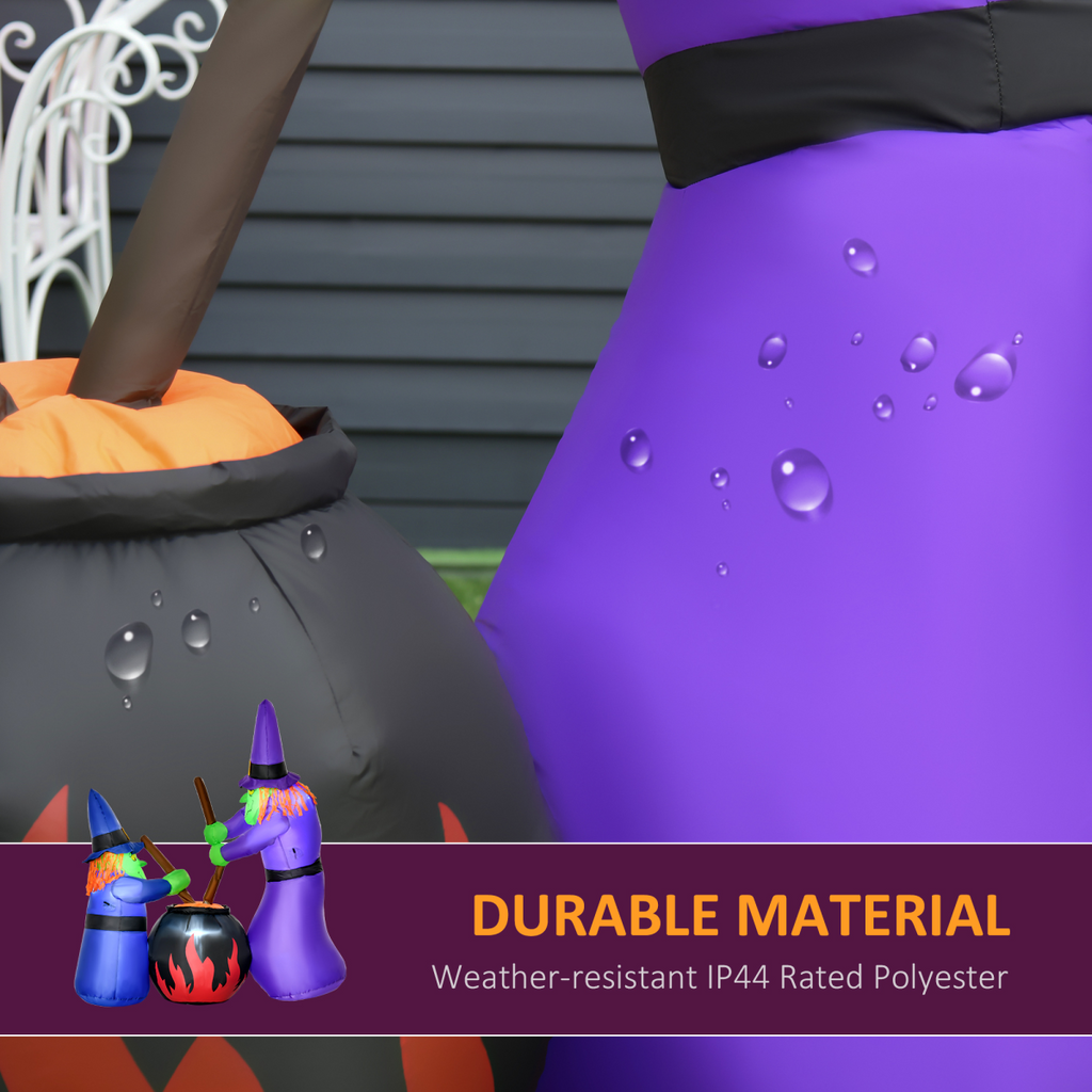 1.8m Inflatable Halloween Lawn Deco with LED Witches Around A Black Cauldron