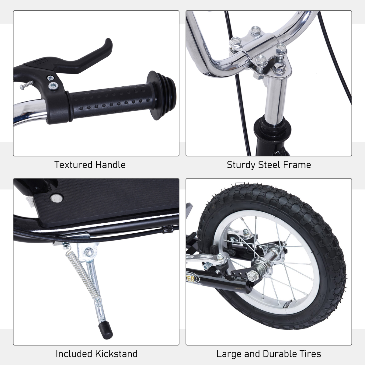 HOMCOM Teen Scooter Adjustable Height Dual Brakes Rubber Wheels Kickstand
