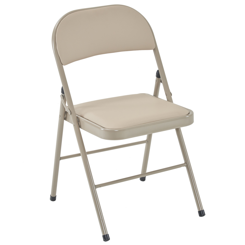 4pcs Elegant Foldable Iron & PVC Chairs for Convention & Exhibition  Light  Brown
