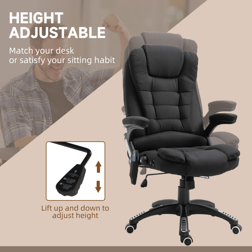 Executive Reclining Chair w/ Heating Massage Points Relaxing Headrest Black
