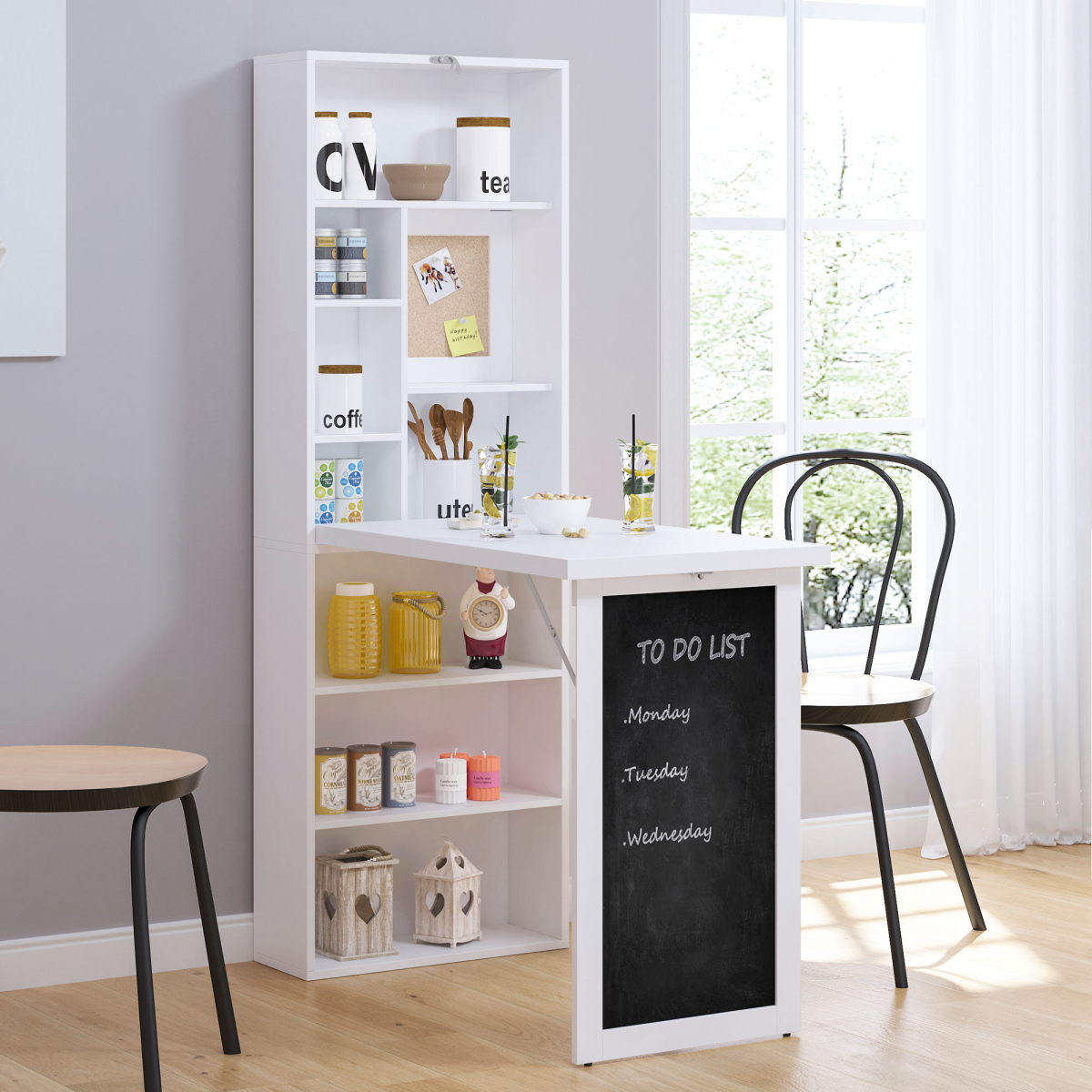 Folding Convertible Desk with Blackboard Multi-function Workstation