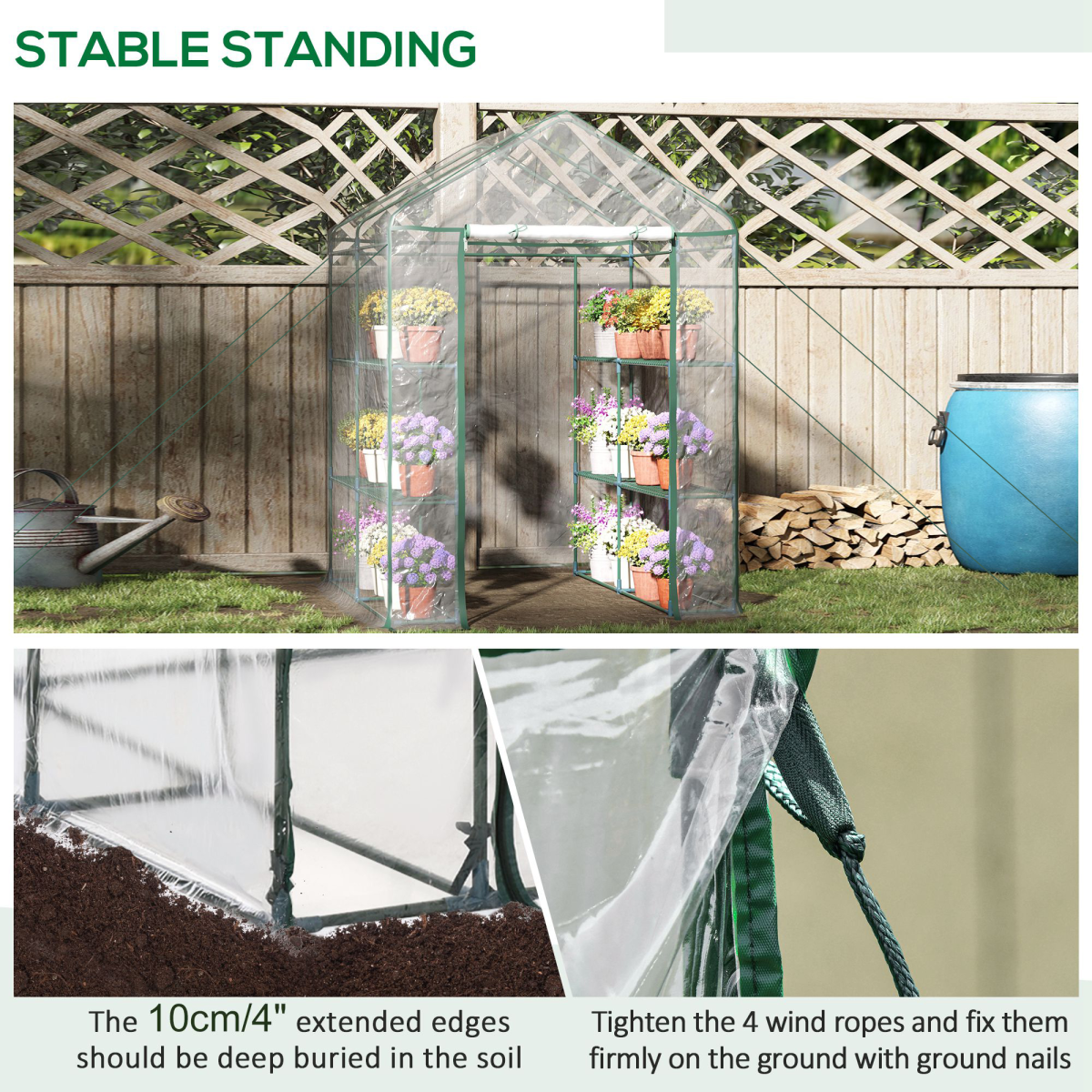 Steel Frame Greenhouse Steel Frame, 2 Shelves