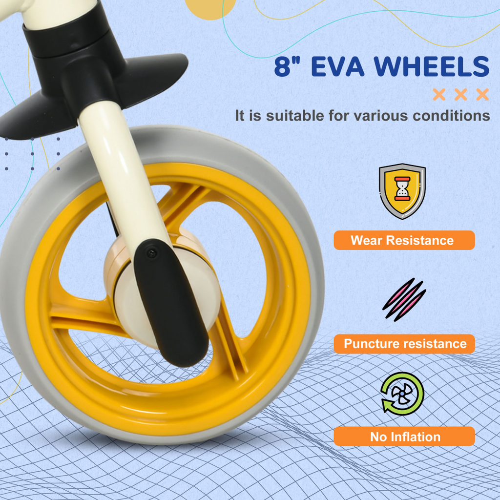 8" Baby Balance Bike with Adjustable Seat, Puncture-Free EVA Wheels - Orange