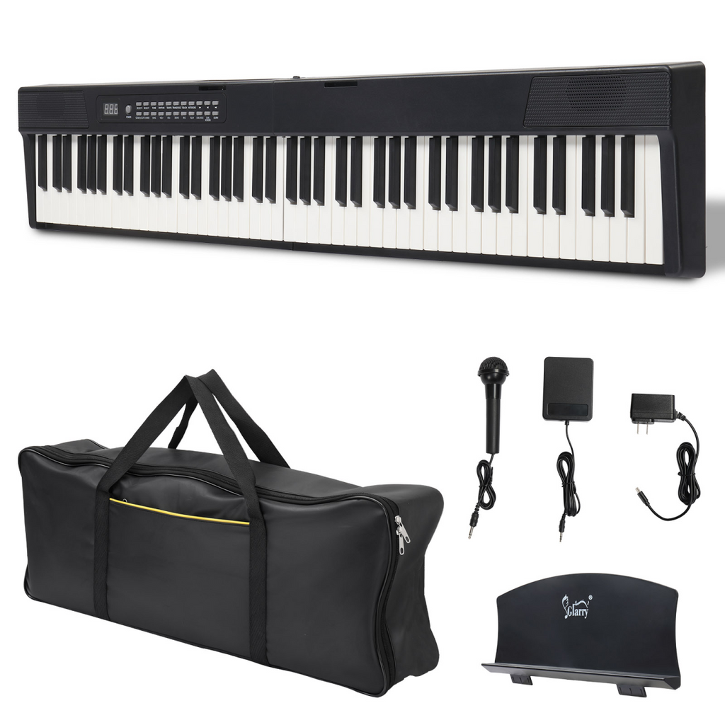Glarry GPPS01-106 88 Key Folding Piano Semi-Weighted Standard Keyboards Digital Piano with MIDI Bluetooth, Handbag，Headphone，for Piano Lover Black color